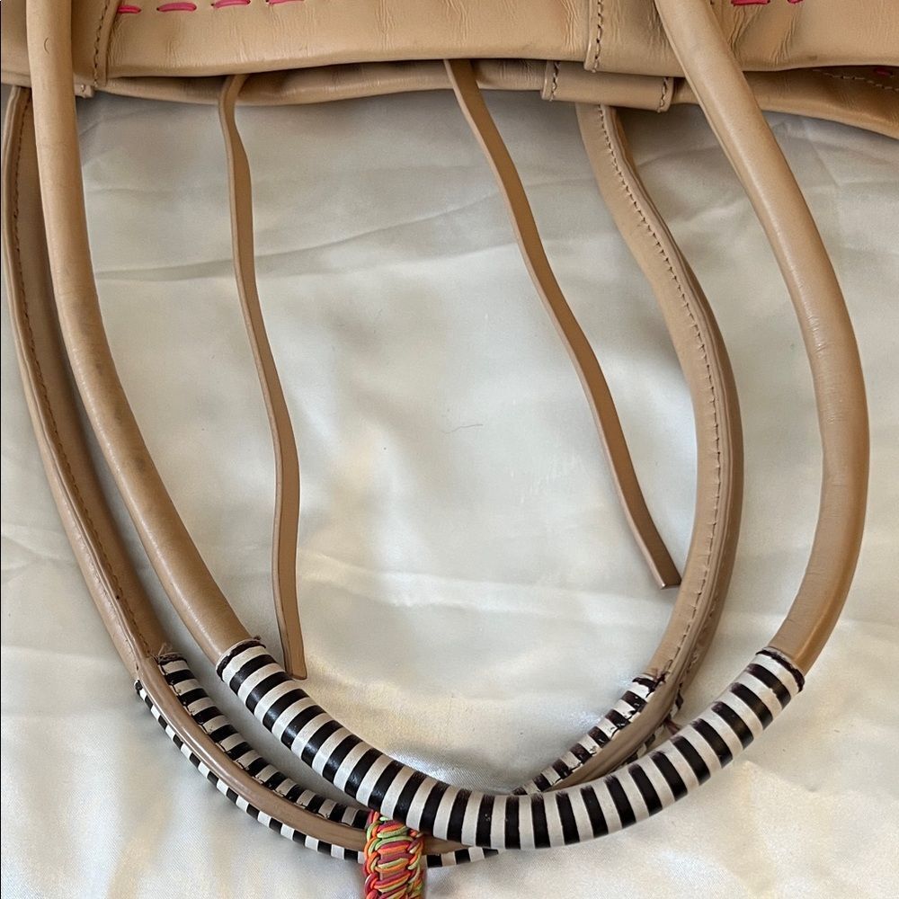 henri bendel Brown Woven Tote with Colorful Beach Patch Accents - Picture 11 of 15